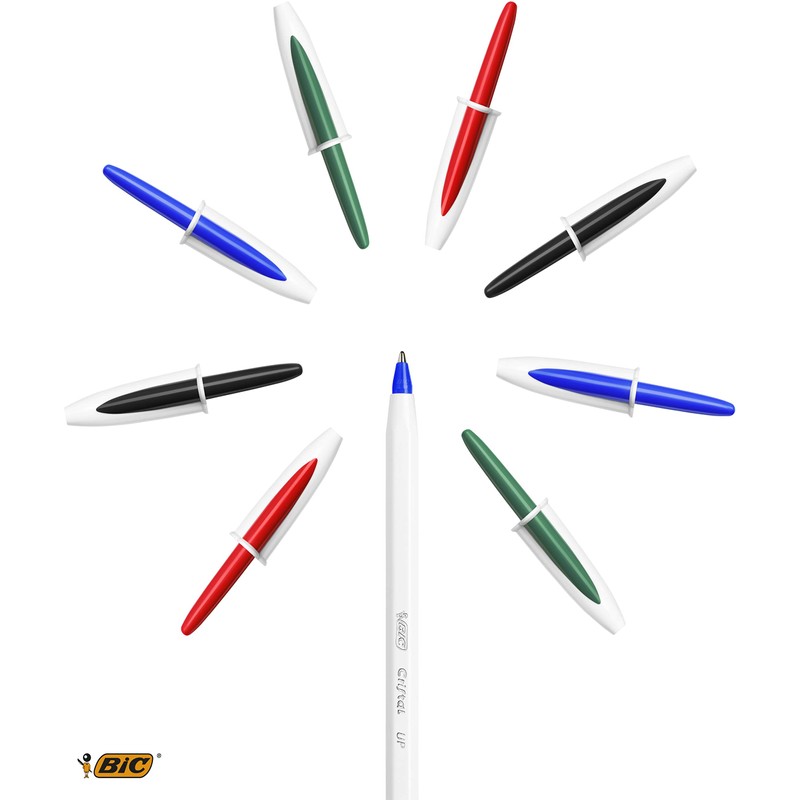 BIC Cristal Up Ballpoint Pens - Assorted Colours, Doypack of