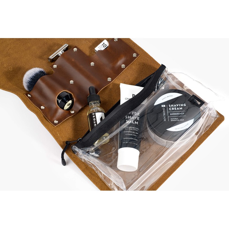 OneBlade Leather Dopp Kit - Brown