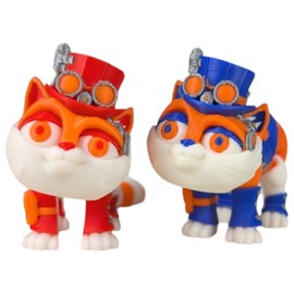 Steampunk Cat Figurine – Pack of Two (2) – Movable Desk Toy for Stress Relief, Focus, Anxiety, ADHD – Collectible Sensory Tool for Teens and Adults – 3D Printed in Canada