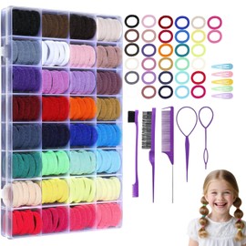 24 Colores Bandas de Goma para el Cabello Duraderas y Coloridas, Accesorios Para El Cabello Para, Juego de banda elástica con herramientas de peluquería