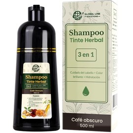 Shampoo para Pintar Canas, Shampoo Tinte Café Obscuro 3 en 1 Cubre Canas, Hidratante, Uso en Casa 500 ml | Fórmula Herbal + Brillo + Cuidado