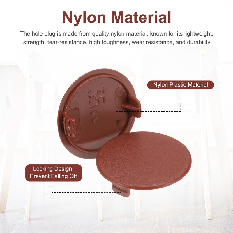 sourcing map 24Pcs Hinge Hole Covers, 35mm(1 3/8") Dia Plastic