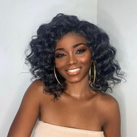 8 Packs Ocean Wave Crochet Hair Water Wave Crochet Hair for Women 8 Inch Short Curly Crochet Hair Beach Curl Deep Twist Crochet Braids Synthetic Braiding Hair Extensions (8 Inch, 1B#)