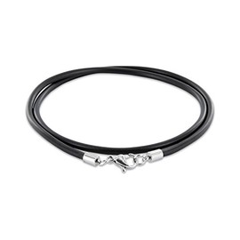 AURORIS Necklace/Bracelet – Black Rubber Cord Thickness 3 mm with Lobster Clasp Made of 304 Stainless Steel, Rubber, No Gemstone
