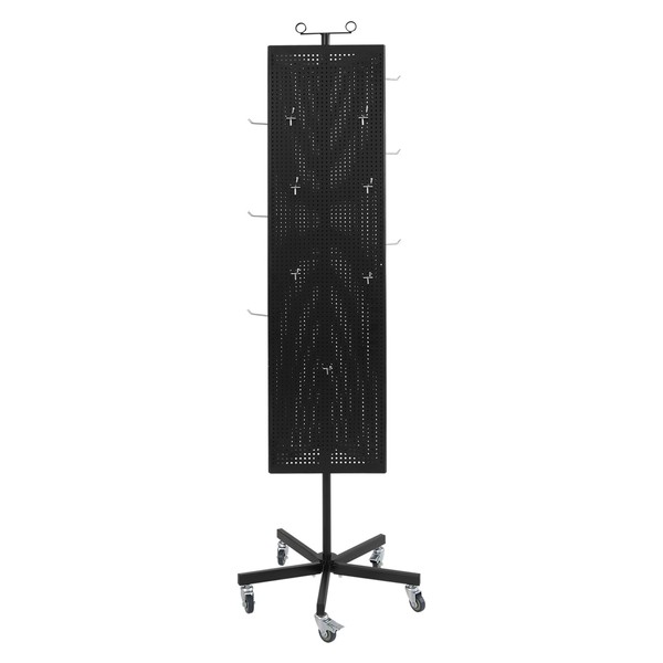 Rotating Pegboard Display Stand with 20 Hooks, 3-Sided Metal Spinner