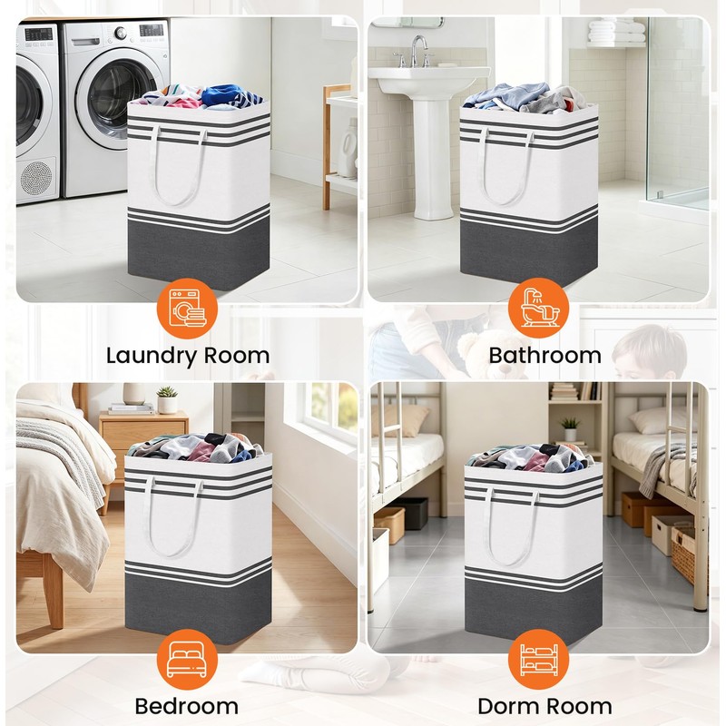 TranquilRelax 3-Pack Laundry Basket - Collapsible Tall Laundry Hamper with