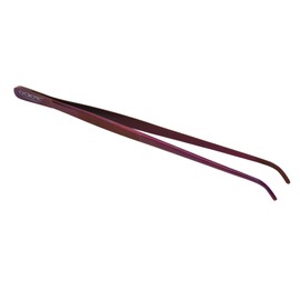 O'Creme 12 Inch Stainless Steel Precision Kitchen Culinary Tweezer Tongs (12" Curved, Purple)