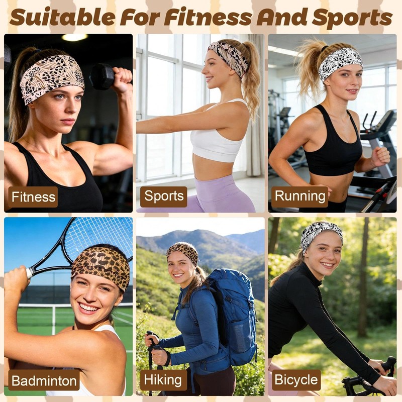 BLMHTWO 4PCS Cheetah Headband, Wide Thick Leopard Headband