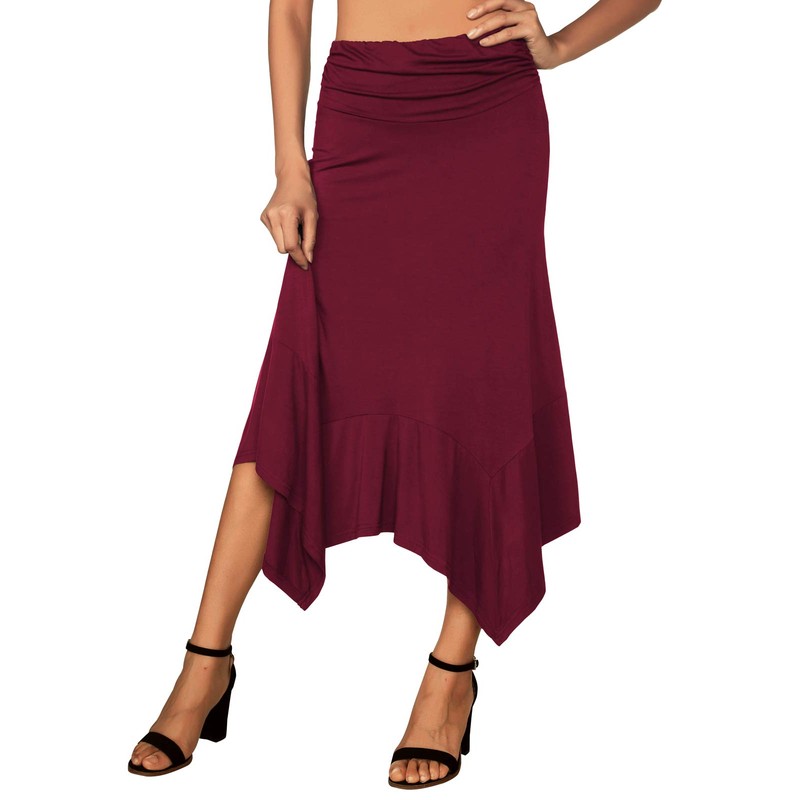 DJT Women's Vintage Elastic Waist Gypsy Irregular Jersey Long Skirt
