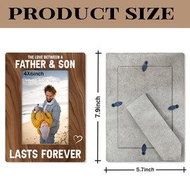 Dad Gift from Son, New Daddy Gift, First Father's Day Gift for Dad, The Love Between a Father & Son Lasts Forever Photo Frame, Holds 4 x 6 Inch Photo, Farmhouse Wooden Picture Frame Gift