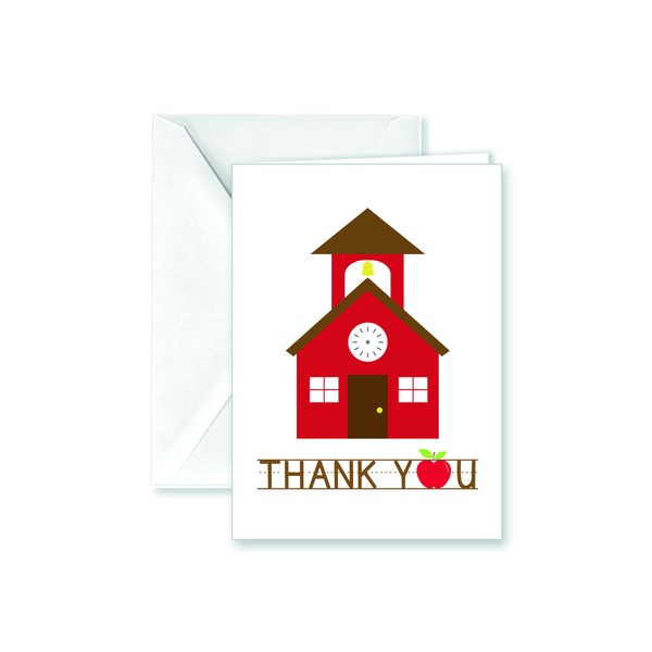 Paper Frenzy School Thank You Note Cards and White Envelopes -- 25 pack