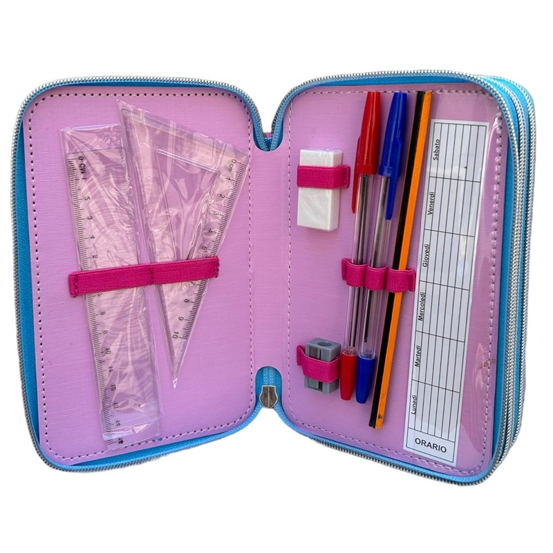 CARTOON School Pencil Case with 3 Zips with Multiple Compartments