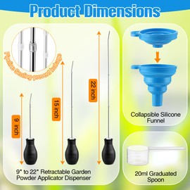 1 Pcs Diatomaceous Earth Powder Duster, Longer 9" to 22" Retractable Garden Powder Applicator Dispenser, 8 oz Bulb Duster Sprayer Insect Duster for Home Powder Organic Gardening Agricultural Supply