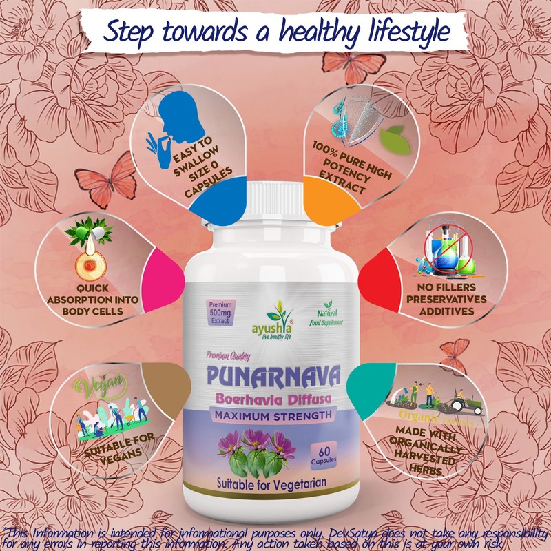Ayushya Punarnava Capsule (Boerhavia Diffusa), 60 Capsules, Natural