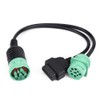 Y-Cable Adapter 9 Pin to OBD2 Interface Truck OBDII Y