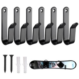 CANGCANG Pack of 6 Skateboard Wall Mounts, Snowboard Wall Mount with Screws and Rubber Protection, Black, Sturdy Wall Mount for Skateboards, Longboards, Snowboards and Surfboards