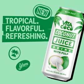 Vita Coco Coconut Juice, Original with Pulp | Big, Bold Coconut Taste | Natural Electrolytes | Sweet, Refreshing Hydration | 16.9 oz can (Pack of 12)