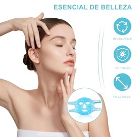 Antifaz de Gel para Ojos y Mascara de Hielo Facial Reutilizable, Compresa Fría y Caliente para Ojeras, Ojos Hinchados, Migraña y Cuidado Facial, con F
