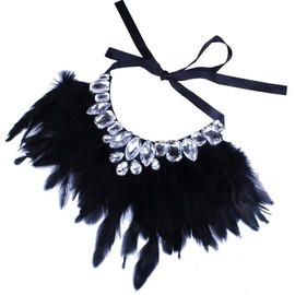 YAZILIND Unique Design Charming Black Feather Bib Collar Statement Necklace Jewelry