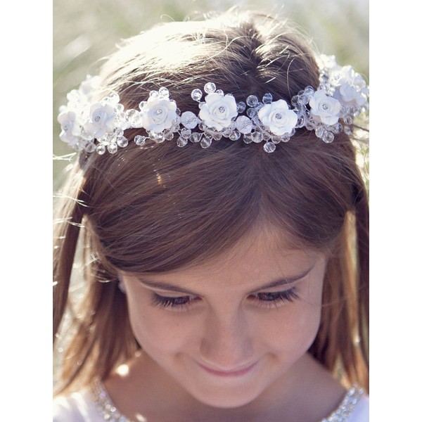 fxmimior Dainty Head Piece Flower Girl Wedding Crystal Headband Hair Accessories Headwear for Women and Gilrs