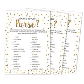 Inkdotpot Wedding Shower Bachelorette Party Bulk ActivityáGameáCardsáWhats in Your Purse Bridal ShoweráGame 50-Pack Gold Confetti