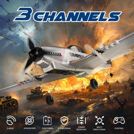 SIMREX TOY2409 RC Airplane, 2.4 GHz remote-controlled airplane with 6-axis gyro stabilizer, 3-channel RTF RC glider toy for beginners, children, and adults.