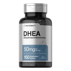 DHEA 50 mg Horbaach 150 Cápsulas Suplemento de Dehidroepiandrosterona Fórmula sin Gluten y sin OGM Alta Concentración Cápsulas Rápidas de Ingerir