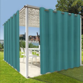 OutdoorLines Waterproof Indoor Outdoor Curtains for Patio-Privacy Sun Blocking Grommet Curtain Panel Weatherproof, UV Resistant Curtains for Gazebo, Porch, Pergola Teal Blue 100W x 95L 1 Panel