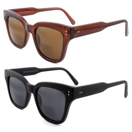 SOPHILY 2 Pack Bifocal Reading Sunglasses for Women Men, Trendy Square Sun Readers Glasses Outdoor UV400 Protection +3.00