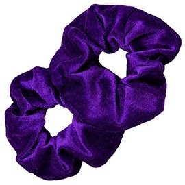 Kenz Laurenz Hair Scrunchies - 2 Velvet Hair Ties for Women Girls Hair Elastics Ponytail Holder Scrunchy Pack, Purple