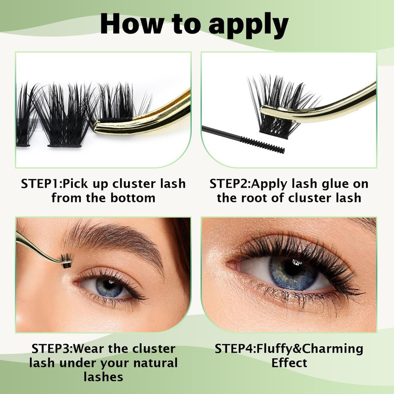 Lash Clusters 96pcs Individual Lashes Y22 D Curl 14mm Eyelash
