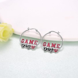 Football Earrings 925 Sterling Silver Game Day Earrings Sports Team Hoop Earrings Jewelry Gift Outfits Accessories for Football Mom Women Game Team Fan