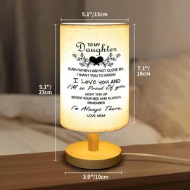 Daughter Gifts Fabric Lamp,Table Lamp with Wooden Stand Anniversary Wedding Birthday Graduation Gift for Daughter