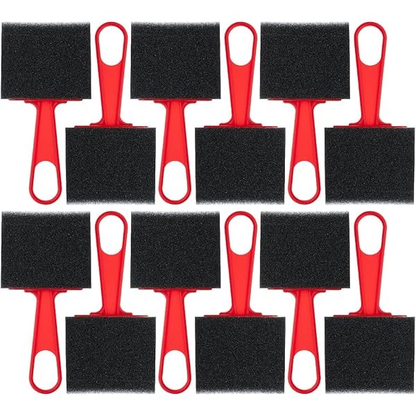 Bates Foam Paint Brushes, 3-Inch, 12 Pack, Red Handle, Sponge