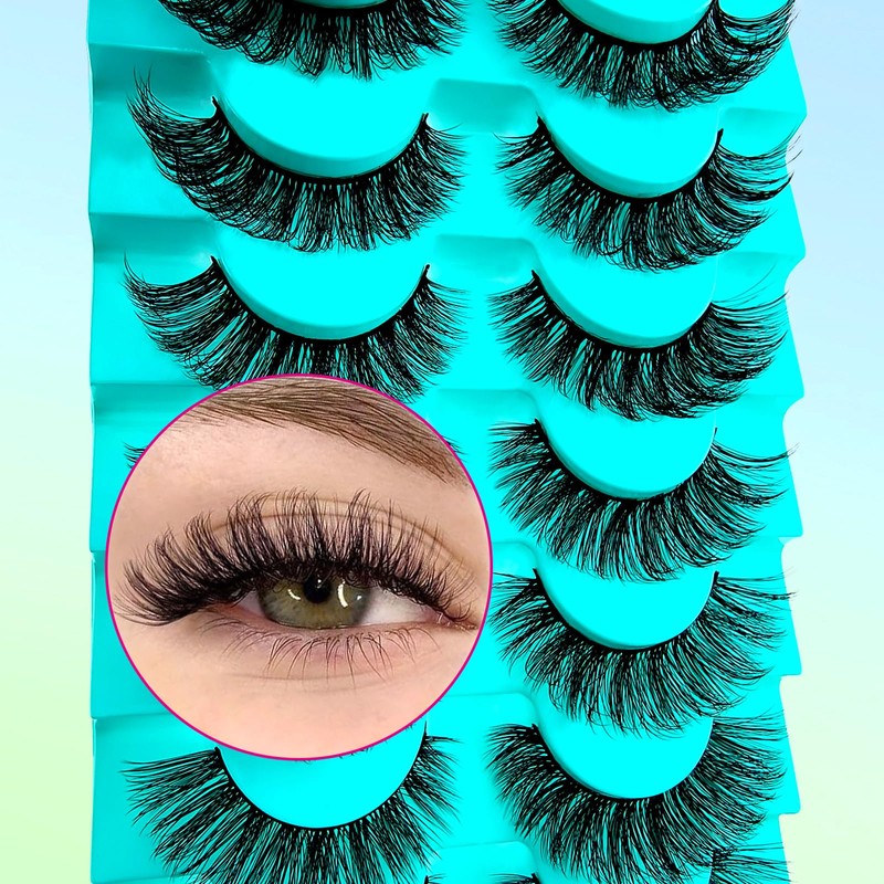 7 Pairs of 3D False Eyelashes, Cat Eye, Fluffy Volume,