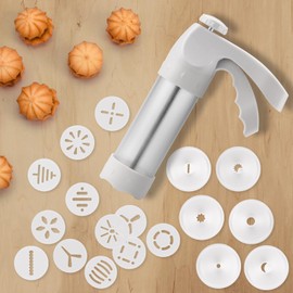 Cookie Press Gun Cookie Press Kit for DIY Biscuit Maker and Decoration with 12 Cooking Decorating Discs and 6 Funnel Icing Tips,YOOUSOO Cookie Maker Machine for Christmas Party…