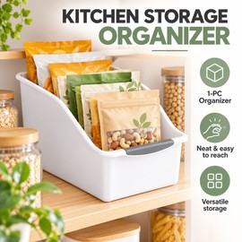 Stackable Storage Organizer Bins, Curved Space-Saving Plastic Storage Boxes for Kitchen, Bathroom, Pantry & Home,