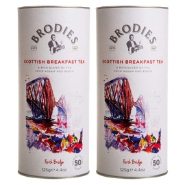 Brodies Tea, Scottish Breakfast Tea, Black Tea Imported from Scotland, Canister of 50 Bags (Pack of 2)