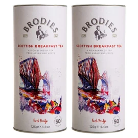 Brodies Tea, Scottish Breakfast Tea, Black Tea Imported from Scotland, Canister of 50 Bags (Pack of 2)