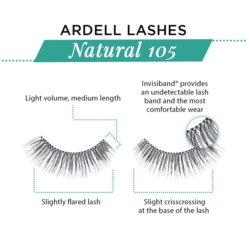 Ardell Natural Lashes False Eyelashes 105 Black (4 pack)