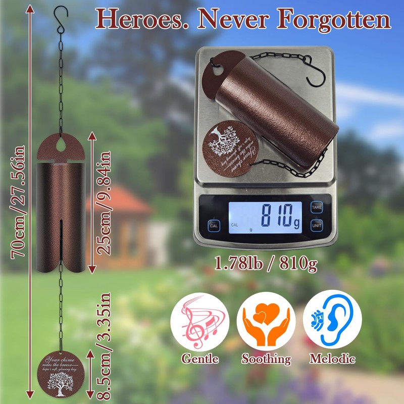 RiKoDaM 27" Wind Chimes for Outside, Deep Tone Serenity Bell
