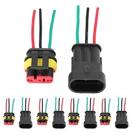 Acouto Conectores eléctricos de 3 pines Conector de 3 pines impermeable Conectores Eléctricos Automotrices 5 Juegos Coche 3 Pin Way Sealed Auto Conector Eléctrico a Prueba de Agua Kit de Enchufe