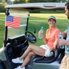 2 Set Golf Cart Safety Flag Pole Reflective Orange, American
