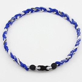 20" Ionic Titanium Baseball Braided Necklace Sports Softball Royal Blue & White
