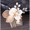 Gold Flower Hair Comb Pearl Leaves Hair Pins Bridal Hair