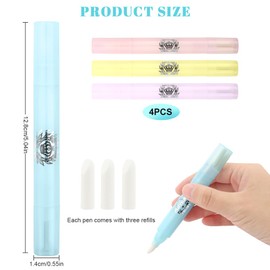 LOPHE Nagellack Korrekturstifte Set, 4 Pack Nail Art Maniküre Korrekturstifte Nagellackkorrektur, Nagellackentferner Entfernung Stifte mit 12 Austauschbare Nagelersatzspitzen