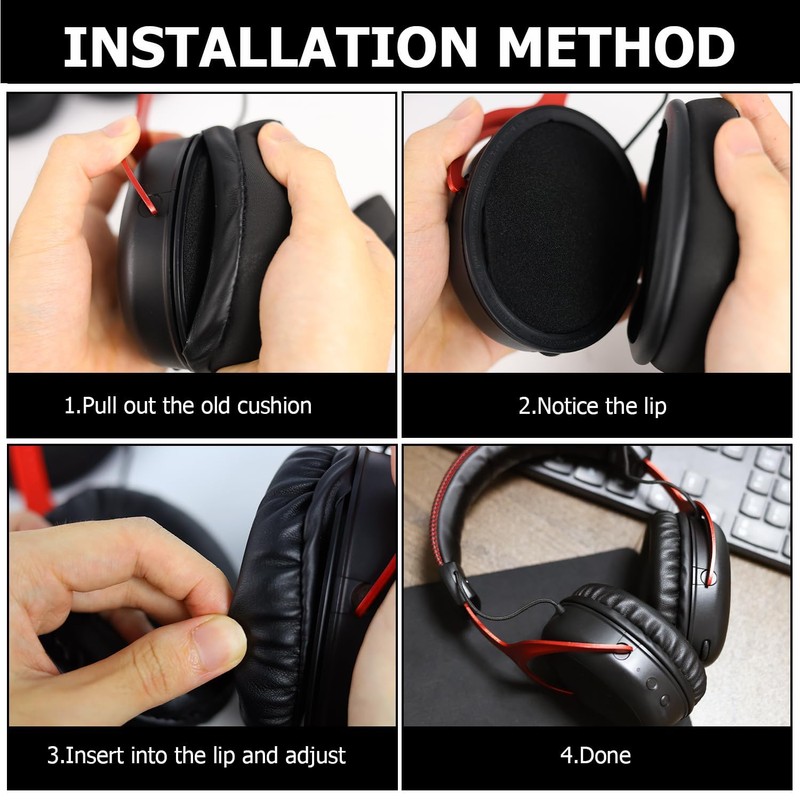 umvowuxa Cloud II Replacement Protein Leather Ear Pads Compatible with