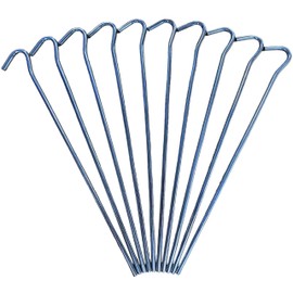 Peggi Steel Alloy Tent Pegs 10 Pack 9 inch Galvanised Ground Pegs Rust Free & Durable Tent Pegs Metal Heavy Duty Ideal Metal Pegs for Camping Caravanning Beach Garden Netting Gazebo & Football Nets
