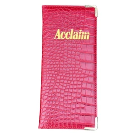 Acclaim Rigid Lawn Bowls Bowling Scorecard Holder Lightly Padded Synthetic Texture Effect 23 cm x 10 cm with Spring Clip & Pen Loop (Red)