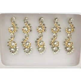 BX6 Multi Colour Round Bindi Silver Stone Crystal Bindi Tattoo Forehead Sticker Wedding Tikka Indian Party Fancy Face Gem Body Art